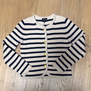 rag & bone Navy and Cream Striped Cardigan